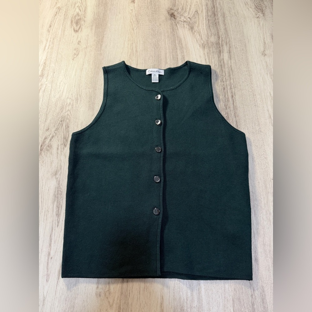 Calvin Klein Forest Green Button-Up Vest